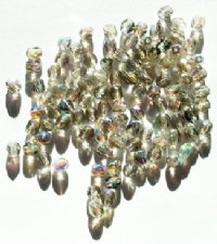 100 4mm Faceted Black Diamond AB Firepolish Beads